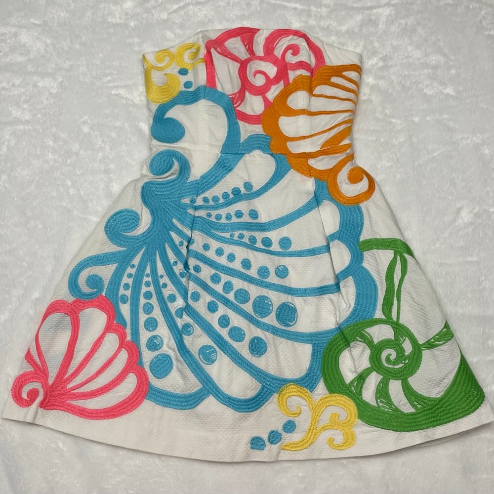 Lilly Pulitzer White Embroidered Strapless Dress - Picture 7 of 9